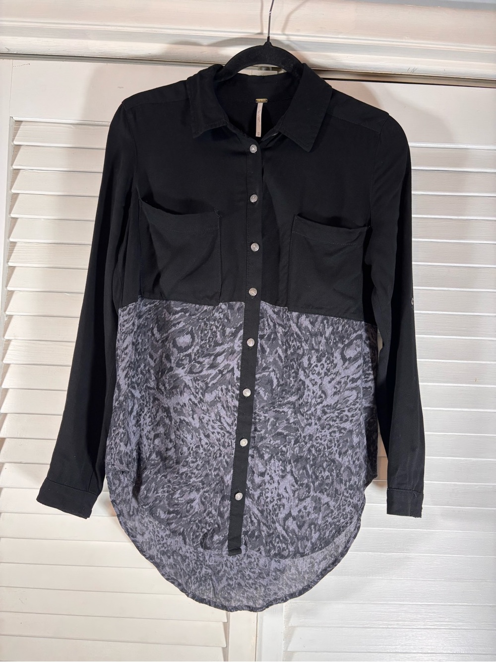 Free People Welcome to the Jungle Tunic Top XS Colorblock Animal Print